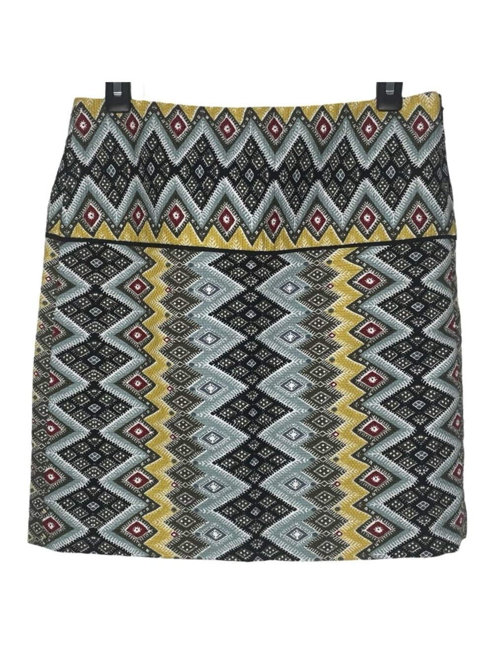 Ann Taylor LOFT Womens Skirt Size 2 Southwestern Chevron Print Zip Lined